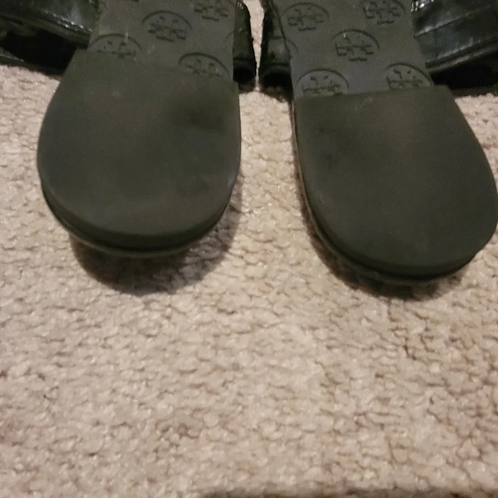 Tory Burch Black Patent Logo Thong Sandal
